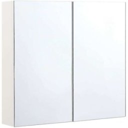 Beliani Armario con espejo de pared para baño 80 cm 70 cm Blanco