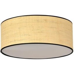 Wonderlamp Plafón de techo estilo natural con pantalla de ratán y difusor ø50