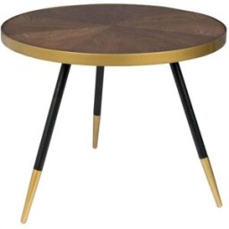 Mathi Design Mesa de centro redonda de fresno y acero dorado