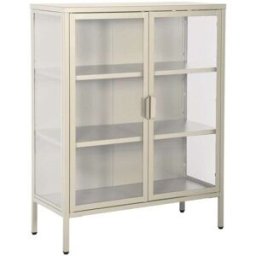sweeek Vitrina de acero y vidrio templado de 2 puertas, 80cm, beige
