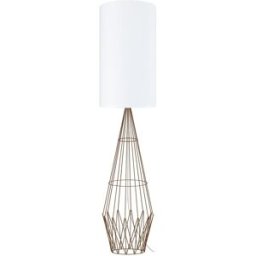 Tosel Lámpara de pie columna metal marrón pantalla blanco