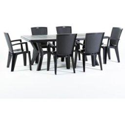 Fuori Conjunto de jardín en resina mesa rectangular + 6 sillas antracita