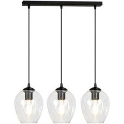 Wonderlamp Regleta de techo con 3 pantallas transparentes y altura regulable