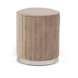 Fuori Puff terciopelo acolchado base cromada beige/plata