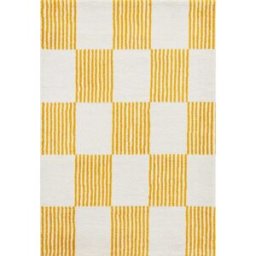 Nazar Alfombra vintage estilo años 70 cuadros a rayas amarillo - 160x230