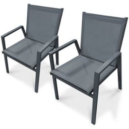 dcb garden Conjunto de 2 sillones de jardín apilables de aluminio