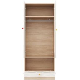 REDOM Armario infantil de mdf natural y blanco 80x50x200 cm