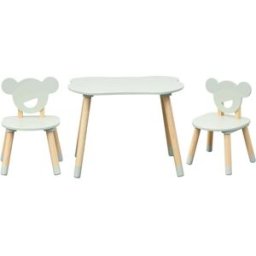 Mobili Rebecca Conjunto de mesa baja y 2 sillas para niños verde y marrón