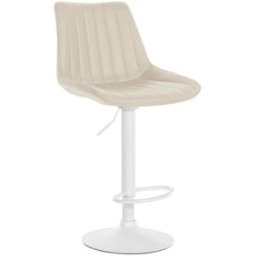 CLP Taburete de bar regulable y giratorio en Simil cuero Crema