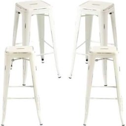 Regalos Miguel Pack 4 taburetes color blanco vintage en acero reforzado