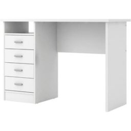ebuy24 Escritorio fula 4 cajones y 1 estante, color blanco
