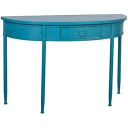 Wanderlust deco Recibidor-consola de metal con 1 cajon envejecido azul 120x44x80