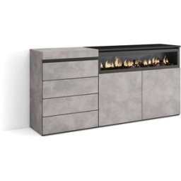 Skraut home Cómoda efecto madera cemento 157x35x75cm chimenea efecto fuego