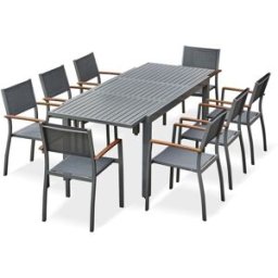 dcb garden Conjunto de comedor de jardín de 8 plazas - gris antracita