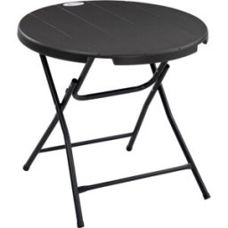 OKWISH Mesa de jardín gris oscuro de acero plegable 80x80x73 cm