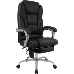 CLP Silla de oficina giratoria regulable en cuero auténtico negro