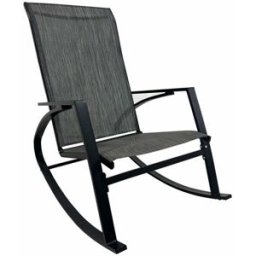 Mobili Rebecca Silla mecedora para exterior en acero y poliéster gris oscuro