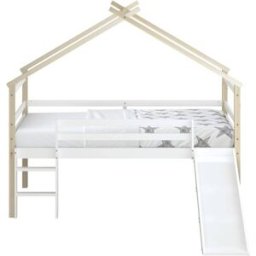 Sunny Cama infantil con tobogán marrón y blanco - 213 x 186 x 183 cm