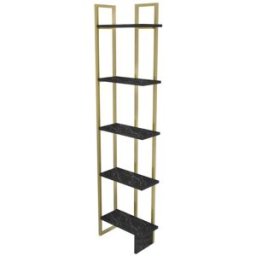 Dmora Estante para libros efecto madera oro negro 45x22 cm