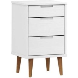Maison Chic Mesita de noche madera maciza de pino blanco 40x35x65 cm
