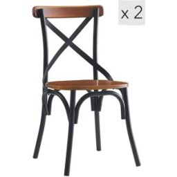Nordlys Set 2 sillas estilo industrial en acero y madera