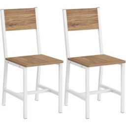 VASAGLE 2 sillas de comedor de 36 x 46,6 x 87,1 cm de color marrón y blanco