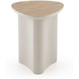 GEESE HOME Mesa centro metal blanco y chapada en madera de hevea