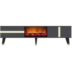 Concept Usine Mueble tv con chimenea led de 150 cm gris antracita