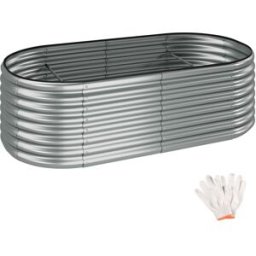 Tectake Huerto urbano elevado, acero galvanizado, 942 litros, plateado