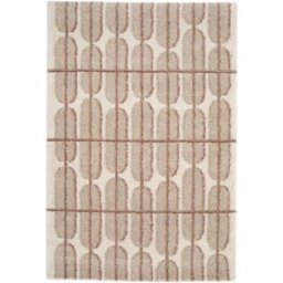 sweeek Alfombra interior con diseño gráfico beige, crema y rosa