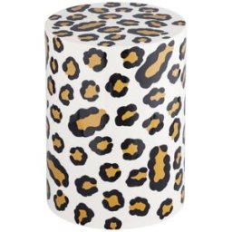 sweeek Mesa auxiliar, mesita de noche de acero esmaltado, diseño de leopardo,