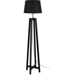 Tosel Lámpara de pie cuadrúpedo madera negro metal pantalla negro