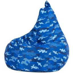 Icon Puf infantil con respaldo alto estampado de camuflaje azul