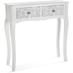 Versa Home Consola recibidor con 2 cajones en madera aglomerada blanco