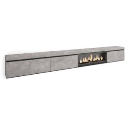 Skraut home Mueble tv efecto madera cemento 368x35x45cm chimenea efecto fuego