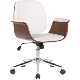 CLP Silla de oficina giratoria regulable en madera nogal/blanco