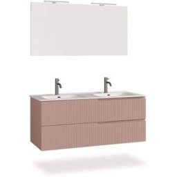 AQA DESIGN Mueble de baño bañera doble 5 piezas en mdf rosa polvo