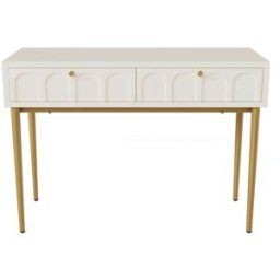 Urban Meuble Consola blanca y dorada con elegantes cajones de diseño.