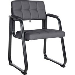 CLP Silla con patas de metal y asiento en Simil cuero Gris