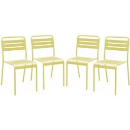 sweeek Silla de jardín bistró de acero, set de 4, amarillo
