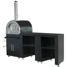 Oviala Cocina exterior de 3 piezas con horno de pizza negro