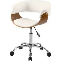 Maison Pavane Silla de oficina con ruedas en madera y pu blanco