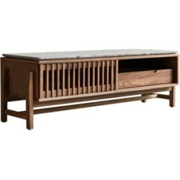 Tikamoon Mueble para tv de nogal macizo y terrazo prémium de 140 cm
