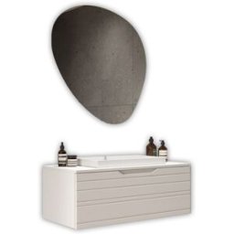 AQA DESIGN Mueble de baño con espejo 3 piezas en mdf blanco mate