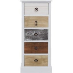 Mobili Rebecca Cajonera vintage con 5 cajones de madera blanca y marrón