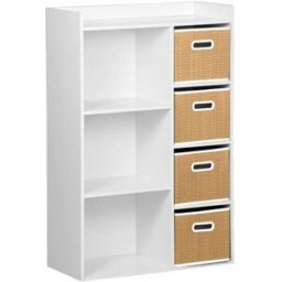 sweeek Mueble de almacenaje infantil 4 cestas fibra natural