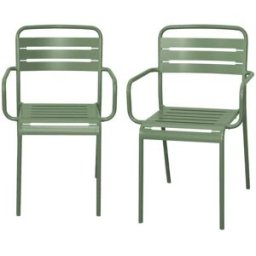 sweeek Sillón de jardín bistró de acero, set de 2, verde
