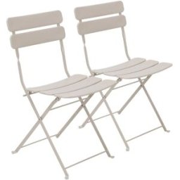 Oviala Lote de dos sillas plegables de acero beige claro