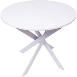 Skraut home Mesa comedor redonda efecto madera blanca 90x90x77cm