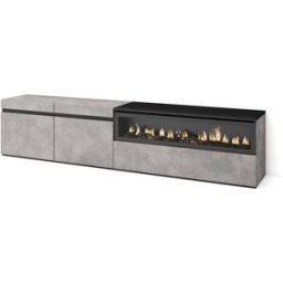 Skraut home Mueble tv efecto madera cemento 200x35x45cm chimenea efecto fuego